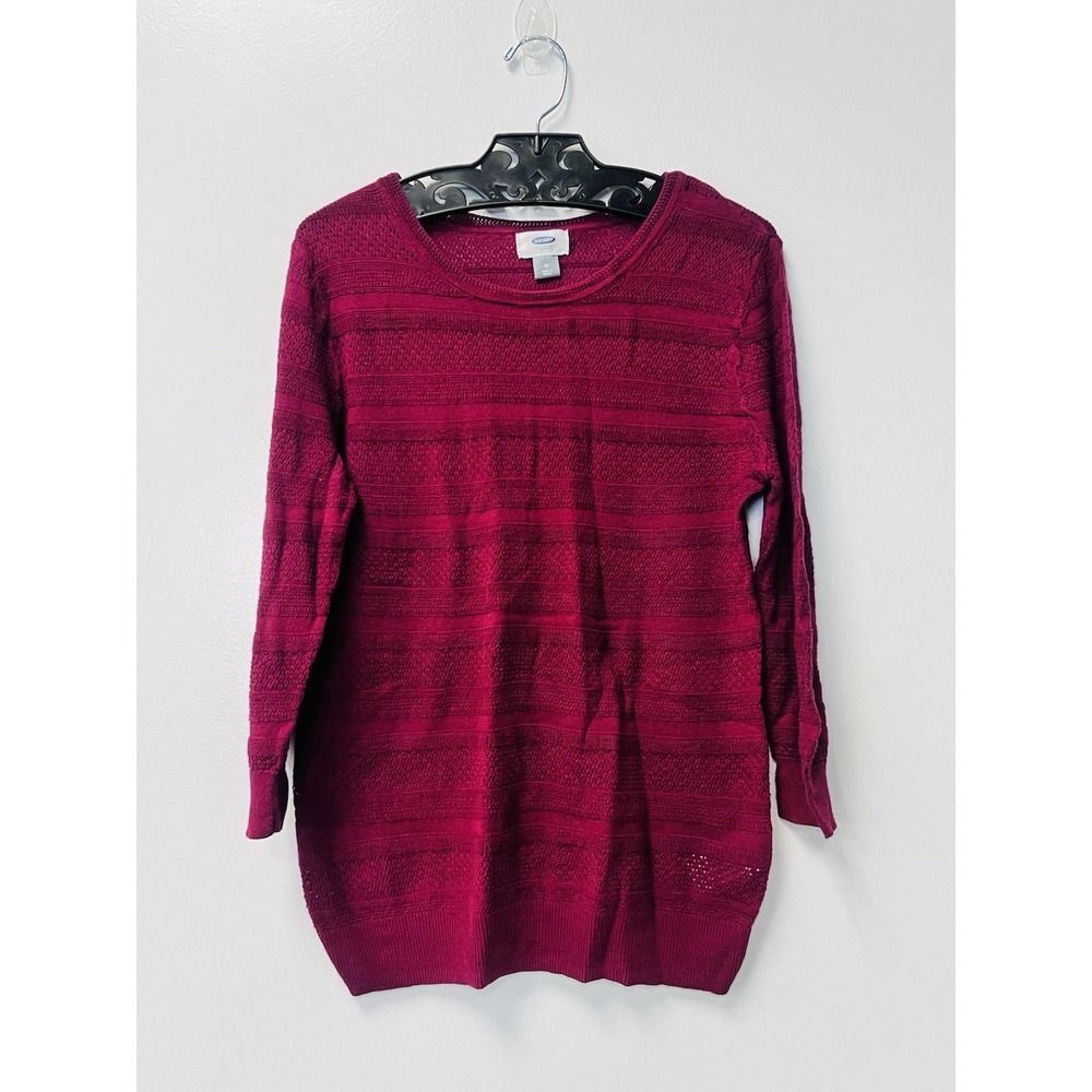 Burgundy Light Weight 3/4 Sleeve Sweater Size Medium Semi Sheer